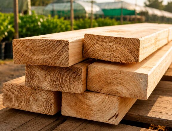 Ofrece una solución versátil y duradera para estructuras agrícolas y proyectos que requieren madera protegida contra las condiciones propias del uso exterior.