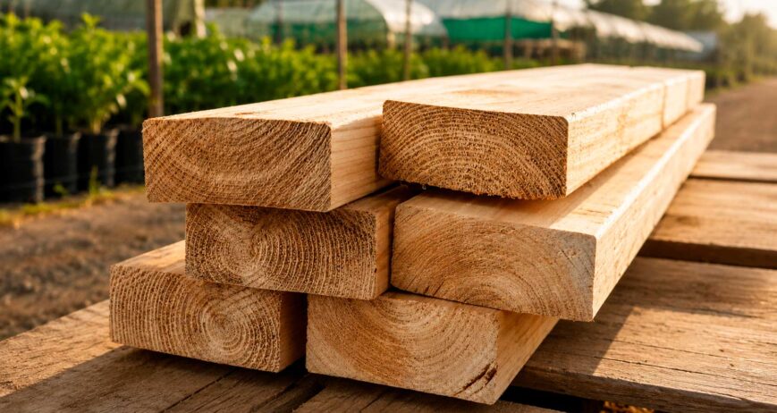 Ofrece una solución versátil y duradera para estructuras agrícolas y proyectos que requieren madera protegida contra las condiciones propias del uso exterior.
