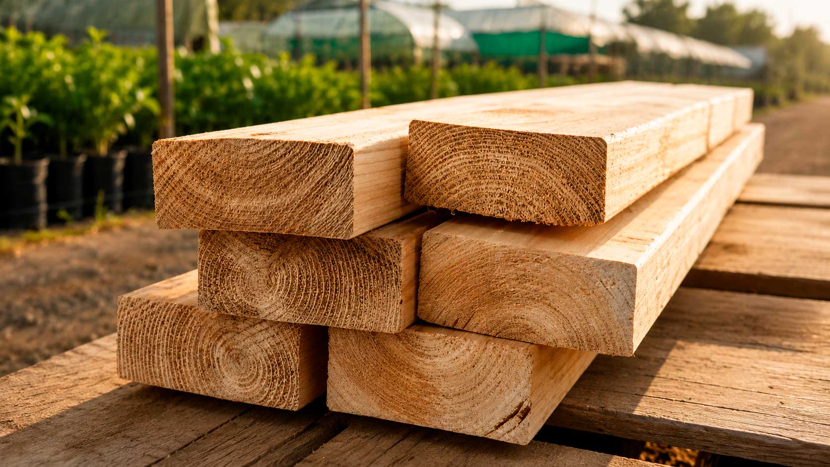 Ofrece una solución versátil y duradera para estructuras agrícolas y proyectos que requieren madera protegida contra las condiciones propias del uso exterior.